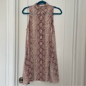 🐍 Equipment Snake Print Blush Mina Silk Shift Button Down Dress Small